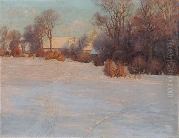 Abendliche Winterlandschaft Mit Bauergehoft Oil Painting by Paul Weimann