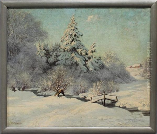 Verschneiter Bachlauf Oil Painting by Paul Weimann