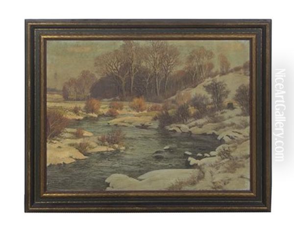 Winter Stream Landscape Oil Painting by Paul Weimann