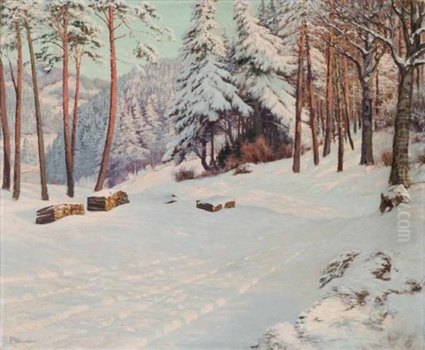 Winterlandschaft Oil Painting by Paul Weimann