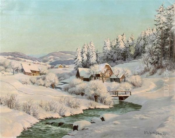 Verschneite Berglandschaft Oil Painting by Paul Weimann