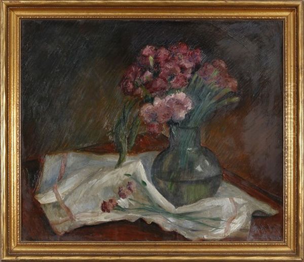 Bouquet De Fleurs Sur Une Table Oil Painting by Abraham Weinbaum