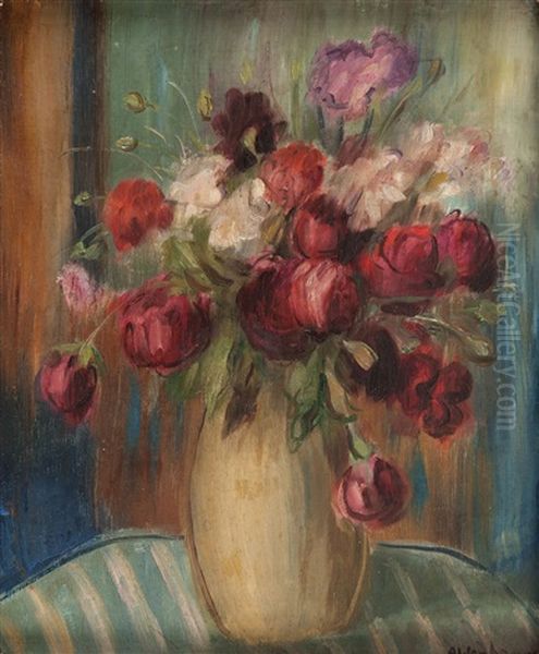 Vase With Flowers Oil Painting by Abraham Weinbaum