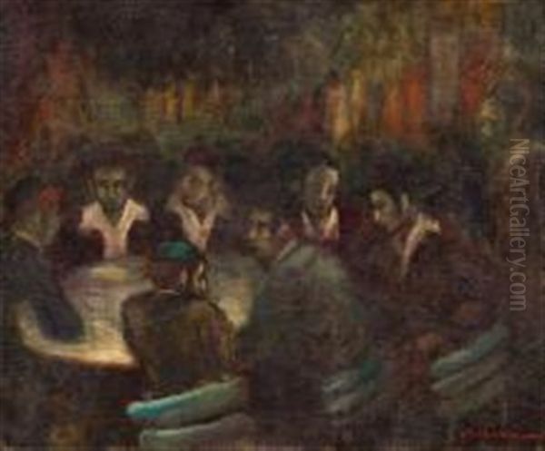 Reunion Talmudique Oil Painting by Abraham Weinbaum