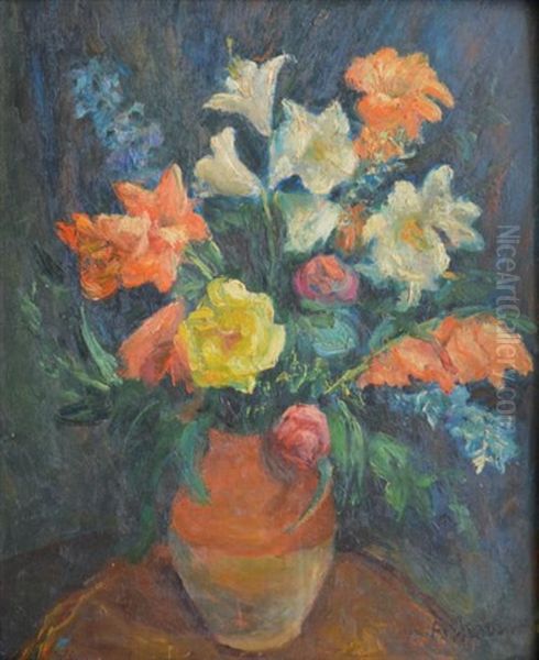 Vase De Fleurs Oil Painting by Abraham Weinbaum