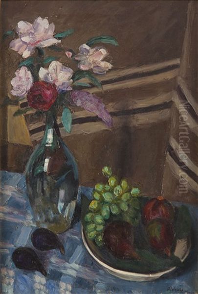 Still Life With Figs And Grapes Oil Painting by Abraham Weinbaum