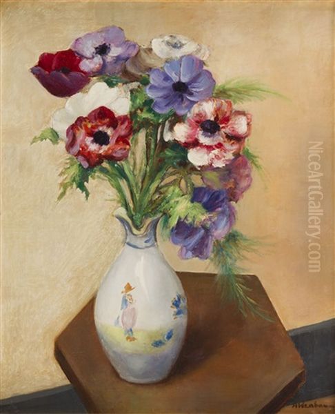 Flowers In A Vase Oil Painting by Abraham Weinbaum