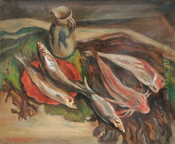 Nature Morte Aux Poissons Oil Painting by Abraham Weinbaum