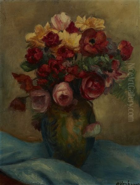 Bouquet D'anemones Oil Painting by Albert Weinbaum