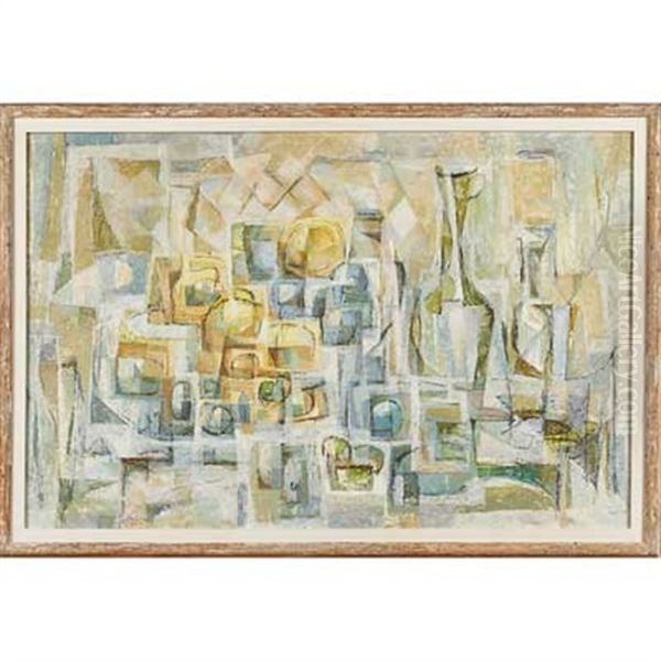 Untitled Painting (still Life With Fruit And Bottles) Oil Painting by Justus Frederic Weinberg