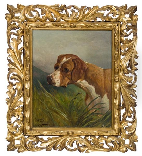 Hunting Dog Oil Painting by Anton Weinberger