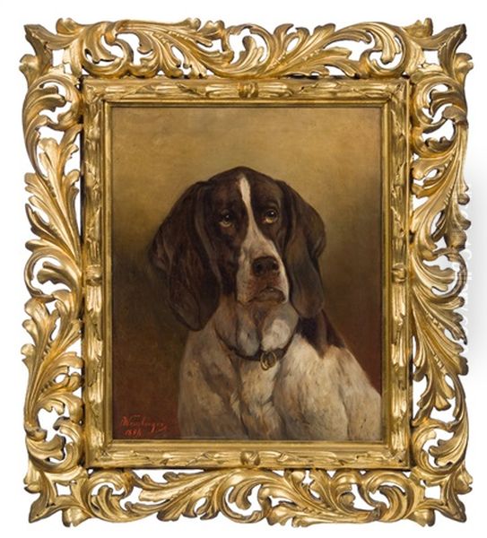 Hunting Dog Oil Painting by Anton Weinberger