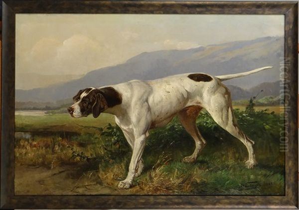 Chien De Chasse A L'arret Oil Painting by Anton Weinberger