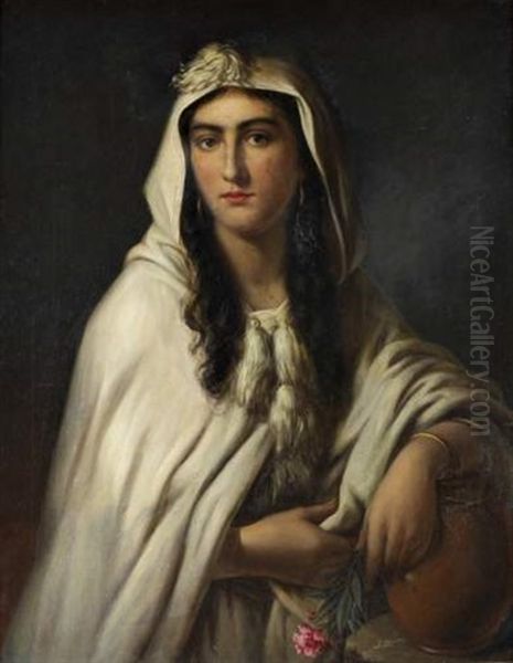 Portrait De Femme Orientale Oil Painting by Joseph Weingartner