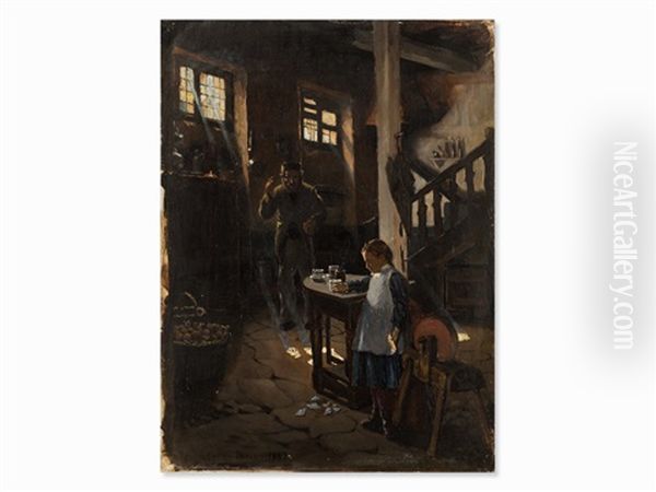 The Broken Plate Oil Painting by Pedro Weingartner