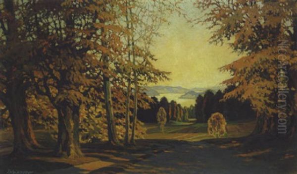 Herbstlandschaft Oil Painting by Josef Weinheber