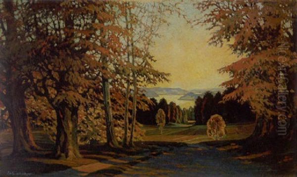 Herbstlandschaft Oil Painting by Josef Weinheber