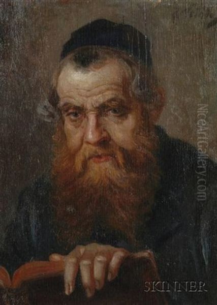 Portrait Of A Rabbi Oil Painting by Jakob Weinles