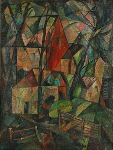 Cubism Landscape Oil Painting by Agnes Weinrich