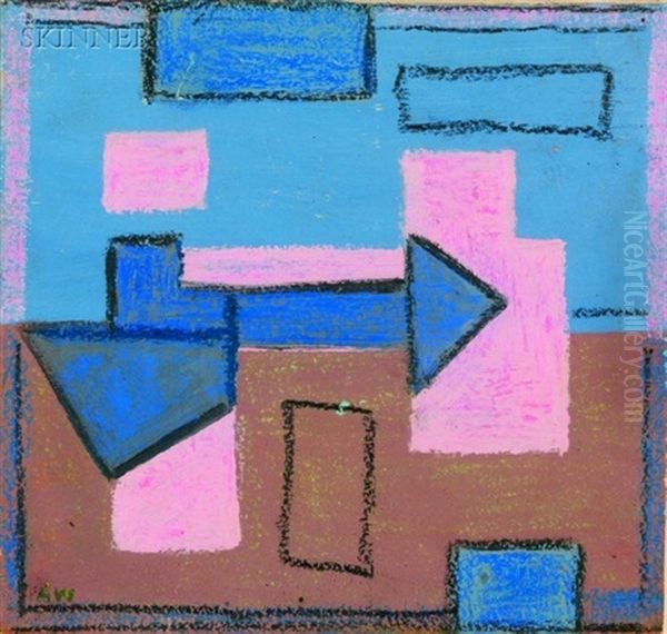 Abstract In Pink And Blue Oil Painting by Agnes Weinrich