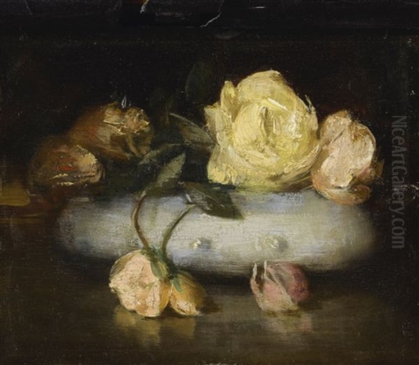 Still Life With Roses Oil Painting by Julian Alden Weir