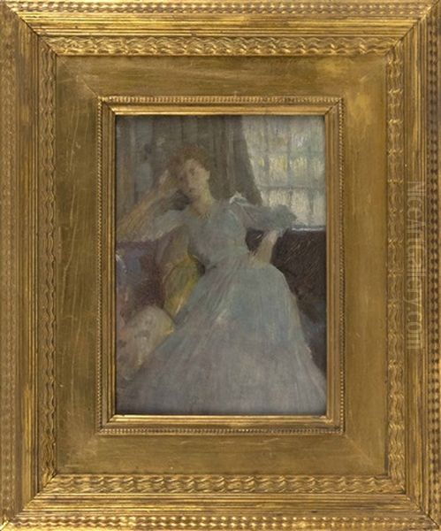 Woman In White Oil Painting by Julian Alden Weir