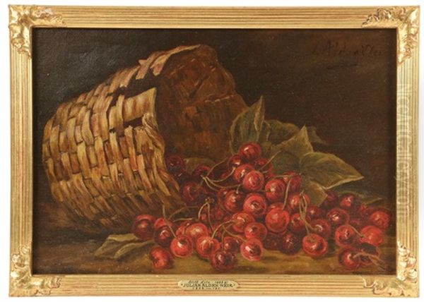 Still Life Of A Spilled Basket Of Cherries Oil Painting by Julian Alden Weir