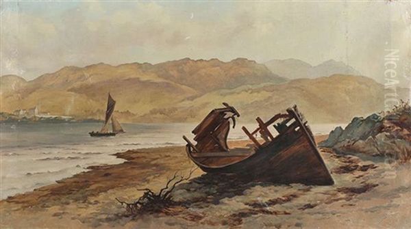 Beached Boat Oil Painting by William Docherty Weir