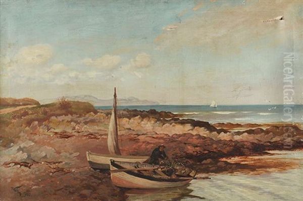 Loading The Lobster Pots Oil Painting by William Docherty Weir