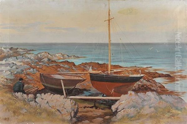 Resting By The Boats Oil Painting by William Docherty Weir