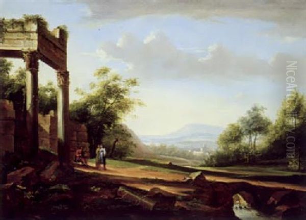 Klassische Landschaft Mit Figuren Oil Painting by Franz Edmund Weirotter