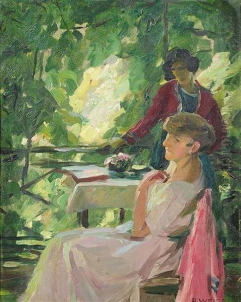 Frauen In Gartenlaube Oil Painting by Robert Weise