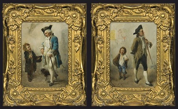 Lucky (+ Unlucky; Pair) Oil Painting by Joseph Emanuel Weiser