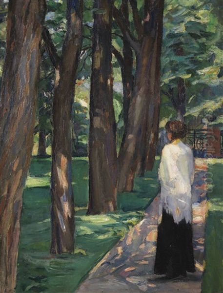 Dame Im Park Oil Painting by Albert Weisgerber