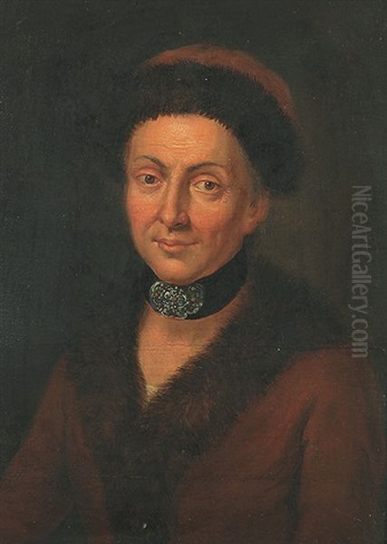 Brustbildnis Einer Vornehmen Dame Mit Pelzkappe Oil Painting by Bartholomaus Ignaz Weiss