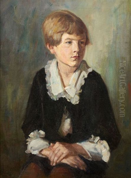 Portrait Of A Seated Child Oil Painting by Emil Rudolf Weiss