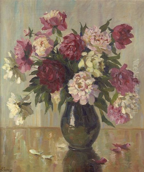 Rote Und Weise Pfingsrosen Oil Painting by Emil Rudolf Weiss