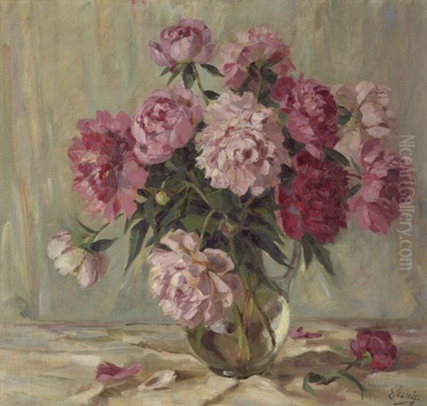 Pfingsrosen Rot Und Rose Oil Painting by Emil Rudolf Weiss