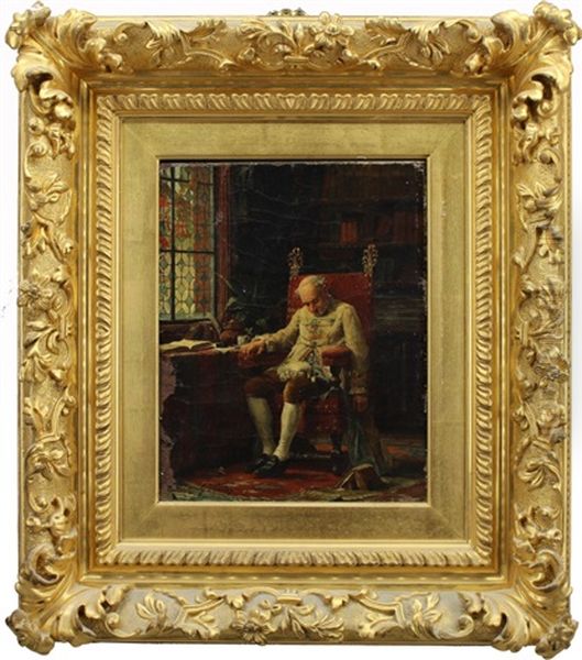 A Slouched Man In An Elegant Interior Setting Oil Painting by Emile Georges (Geo) Weiss