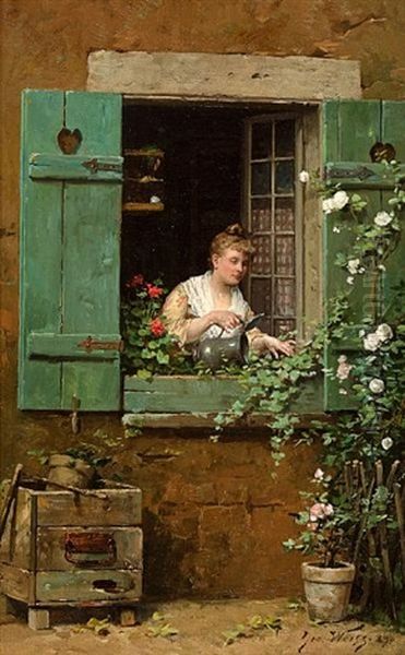 La Jeune Jardiniere Oil Painting by Emile Georges (Geo) Weiss