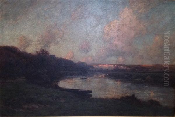 Twilight On The River Arun Oil Painting by Jose Weiss