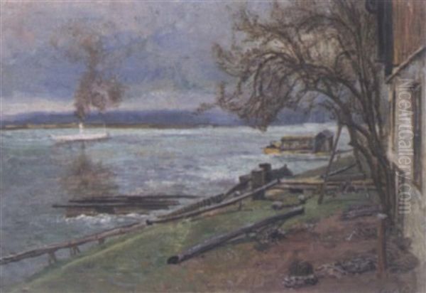 Donauufer Oil Painting by Karl Weiss