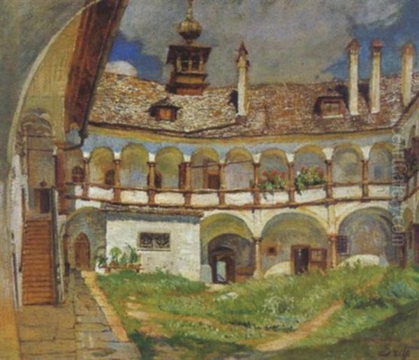 Ein Innenhof (wachau?) Oil Painting by Karl Weiss