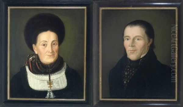 Portrait Des Kaufmanns Johann Caspar Gohl Aus Bad Hindelang (+ Seiner Ehefrau; Pair) Oil Painting by Ludwig Caspar Weiss