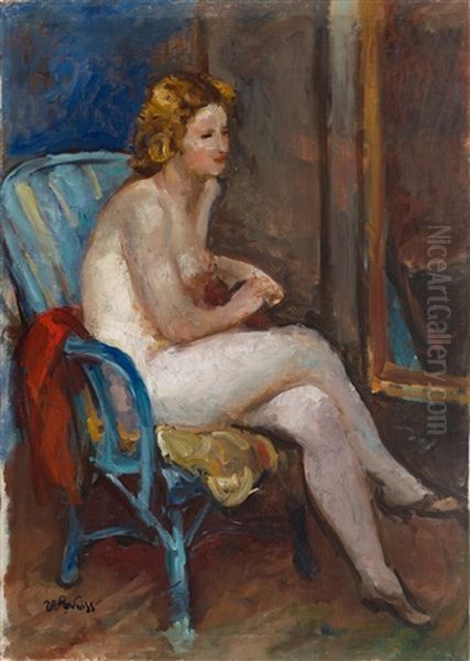 Woman Sitting In Armchair Oil Painting by Wojciech Weiss