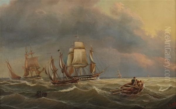 Auf Hoher See Oil Painting by Johann Baptist Weiss