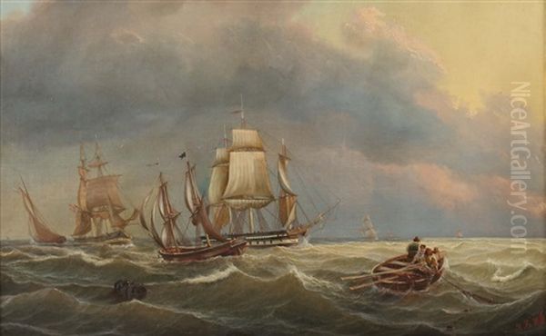 Auf Hoher See Oil Painting by Johann Baptist Weiss