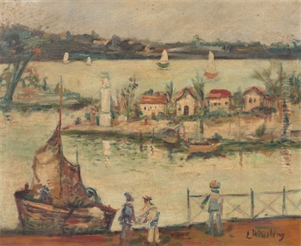 Le Petite Port De Peche Le Soir Oil Painting by Leon Weissberg