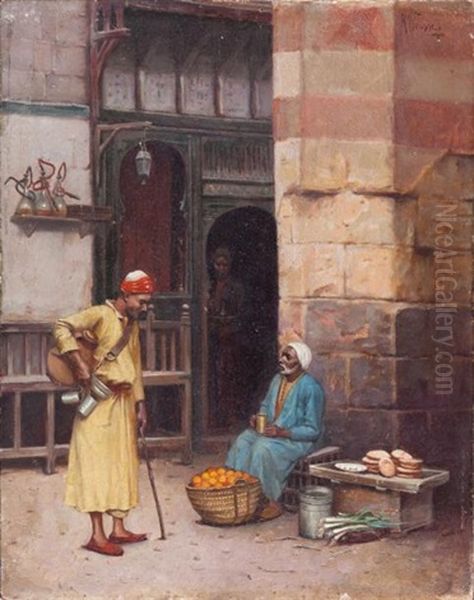 Le Marchand De Fruits, Le Caire Oil Painting by Rudolf Weisse