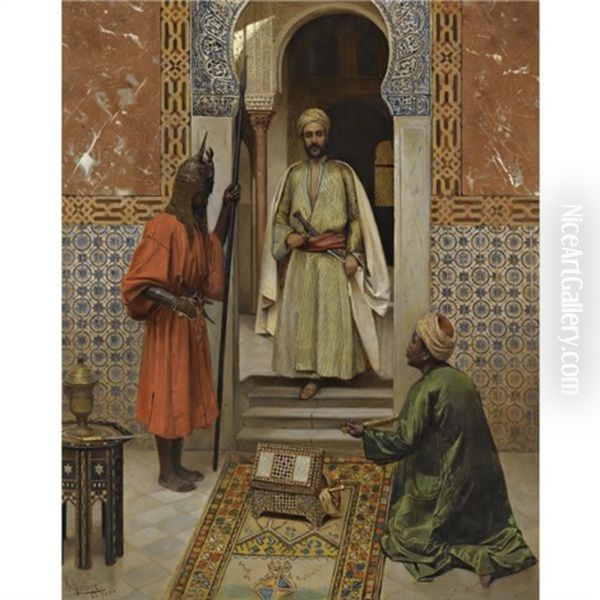 The Arms Merchant Presenting His Wares Oil Painting by Rudolf Weisse